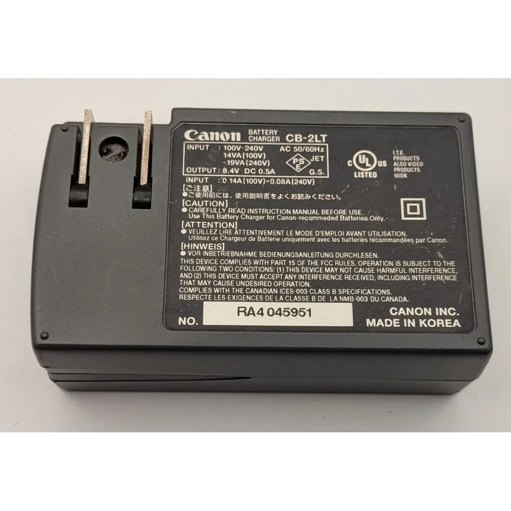 Canon Battery Charger CB-2LT Unisex OS Black Good Compact Wall Plug Untested